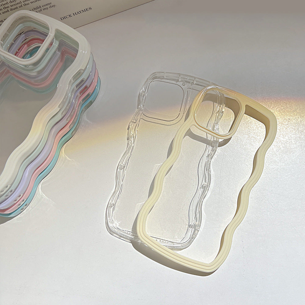 Wave Border Mobile Phone Case Solid Color Simple Candy Color Wave Border Mobile Phone Case Solid Color Simple Candy Color